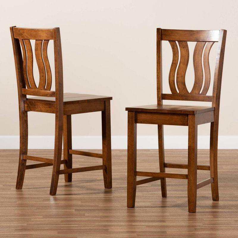 2pc Fenton Wood Counter Height Barstools Set Walnut/Brown - Baxton Studio