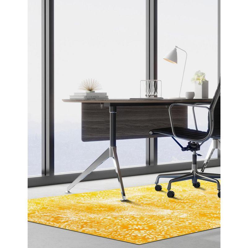 Yellow and White Low Pile Bohemian Area Rug