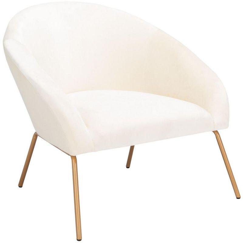 Luxurious Off-White Velvet Barrel Accent Chair with Gold Legs