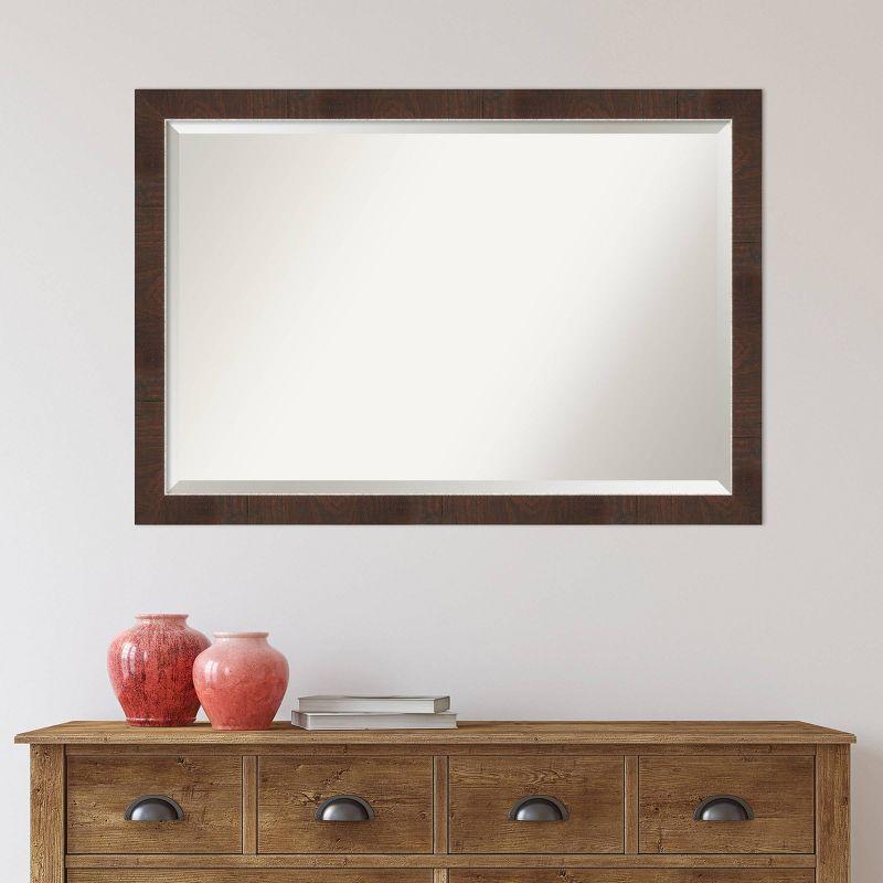 39"x27" Wildwood Narrow Framed Wall Mirror Brown - Amanti Art: Beveled, Rectangular, Polystyrene Frame