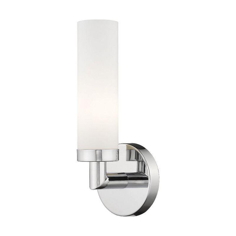 Aero Polished Chrome Direct Wired 1-Light Sconce with Satin Opal Glass