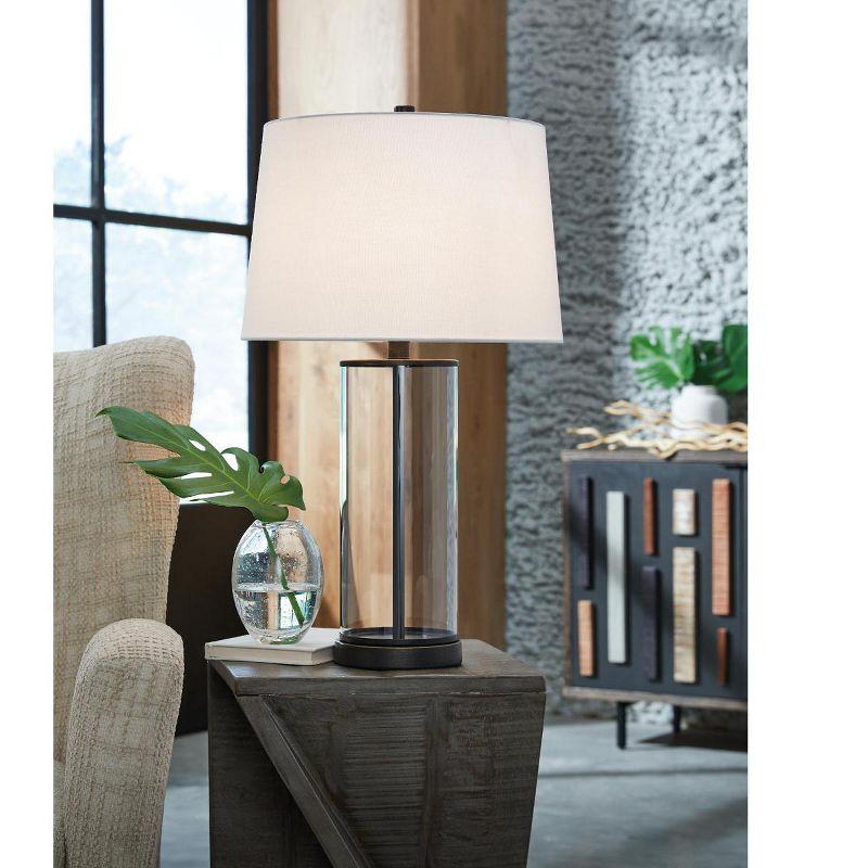 Wilmburgh 26" Clear Glass and Bronze Table Lamp Set with USB-C