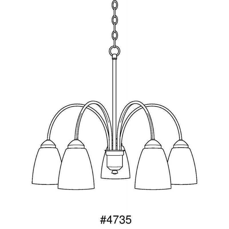 Brushed Nickel 5-Light Chandelier with White Etched Glass Shades