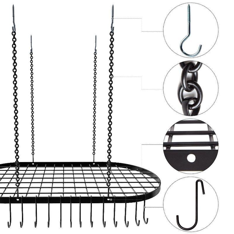 Vdomus 33" x 17" Hanging Pot Rack and Pan Ceiling Rack with 15 Hooks for Kitchen Organization