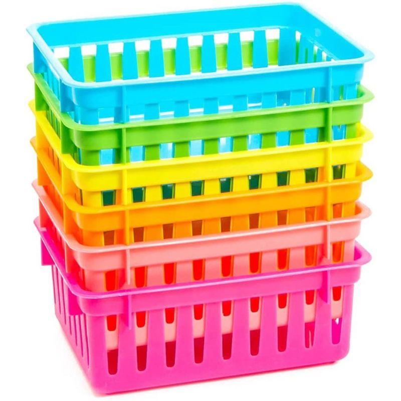 Bright Creations 12-Pack Small Plastic Classroom Storage Bins for Organization, Baskets for Kids', 6 Colors, 6.2 x 4.8 x 2.4 inches