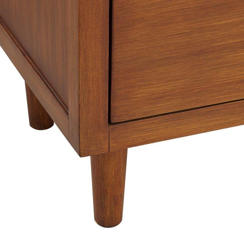 55 Downing Street Ollie 32" Wide Teak 3-Drawer Modern Cabinet with Crystal Handles