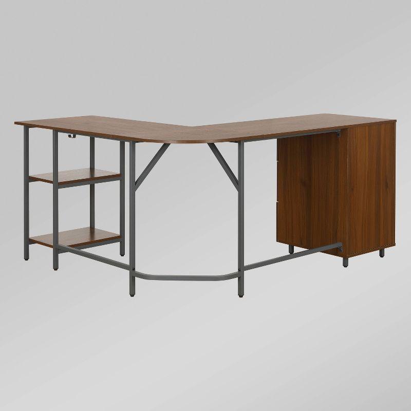 17 Stories Techni Mobili L-Shape Home Office Two-Tone Desk With Storage