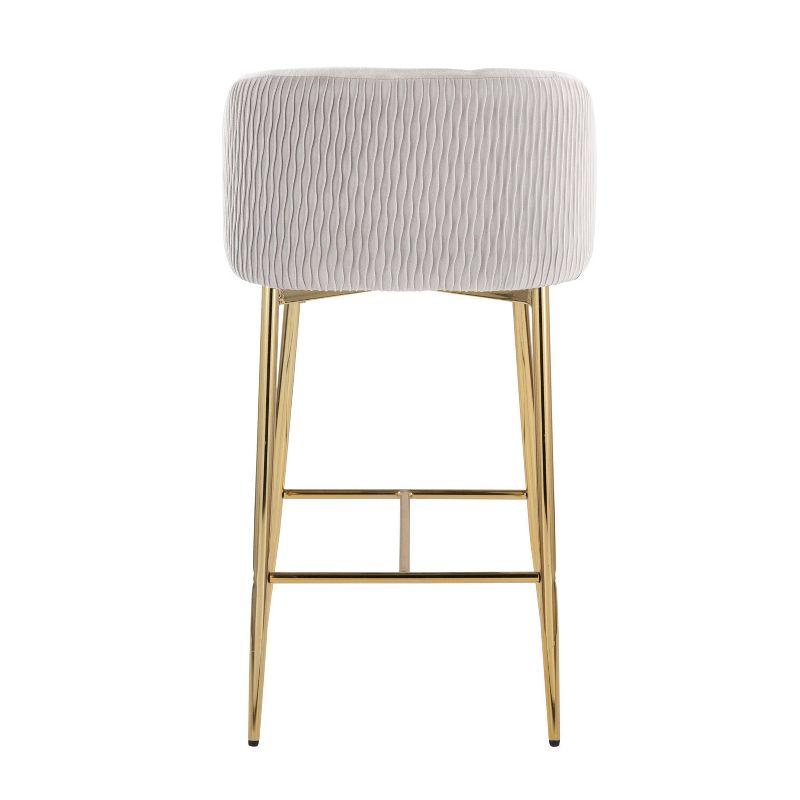 Gold Metal and Silver Velvet Counter Stools Set of 2