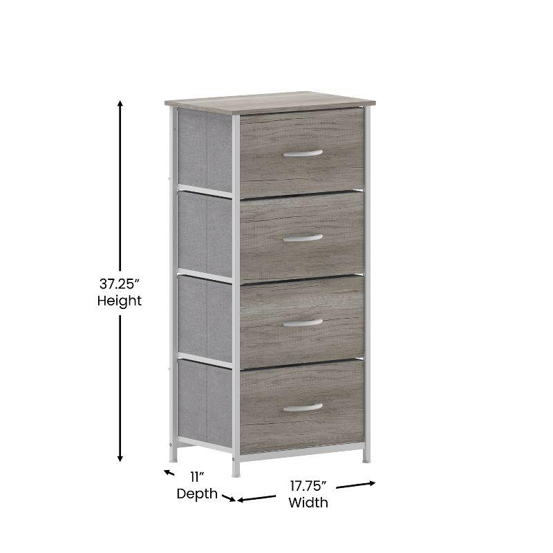 Malone 4 Drawer Vertical Storage Dresser with Wood Top & Fabric Pull Drawers
