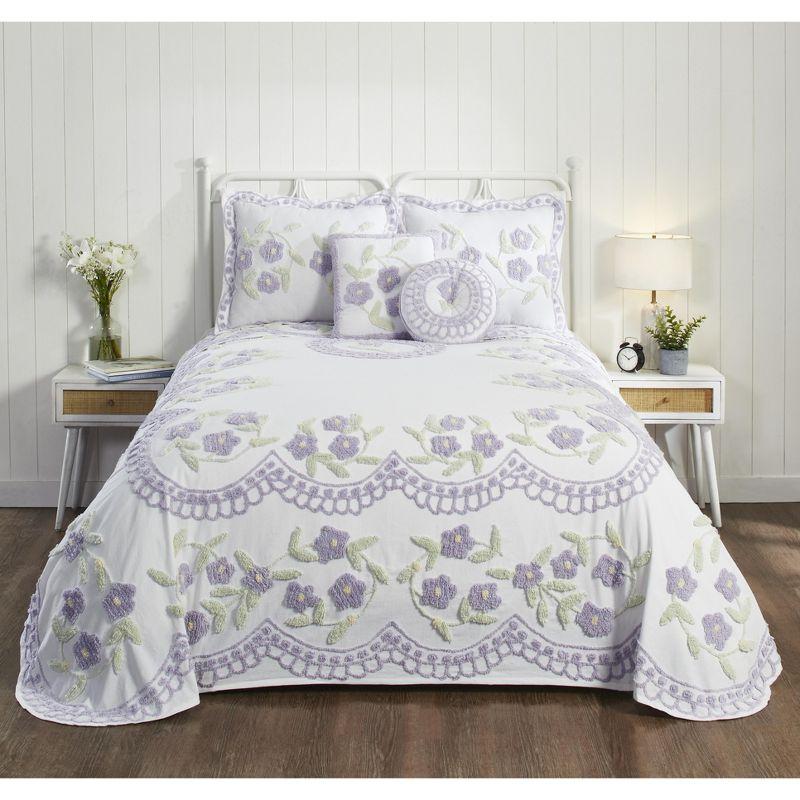 Better Trends Bloomfield 100% Cotton Chenille Coverlet/Bedspread Machine Washable Ultra Soft Floral Pattern All Season Bedding