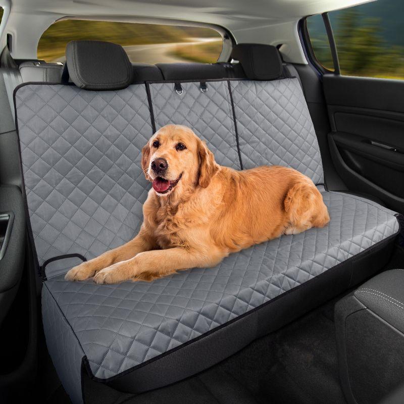 Gray Quilted Waterproof Dog Car Seat Cover