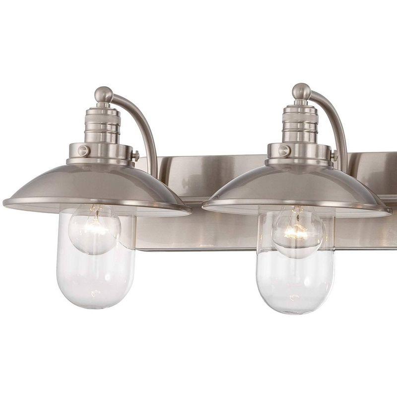 Minka Lavery Industrial Wall Light Brushed Nickel Hardwired 38 1/2" 4-Light Fixture Clear Glass Shade for Bathroom Vanity Hallway