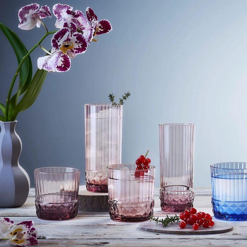 Bormioli Rocco America '20s 16.25 oz Cooler Glass, Set of 6 - Lilac Rose