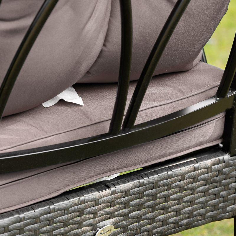 Lark Manor™ Outdoor Wicker Rocking Chair with Padded Cushions, Aluminum Furniture Rattan Porch Rocker Chair with Armrest for Garden, Patio, and Backyard & Reviews | Wayfair