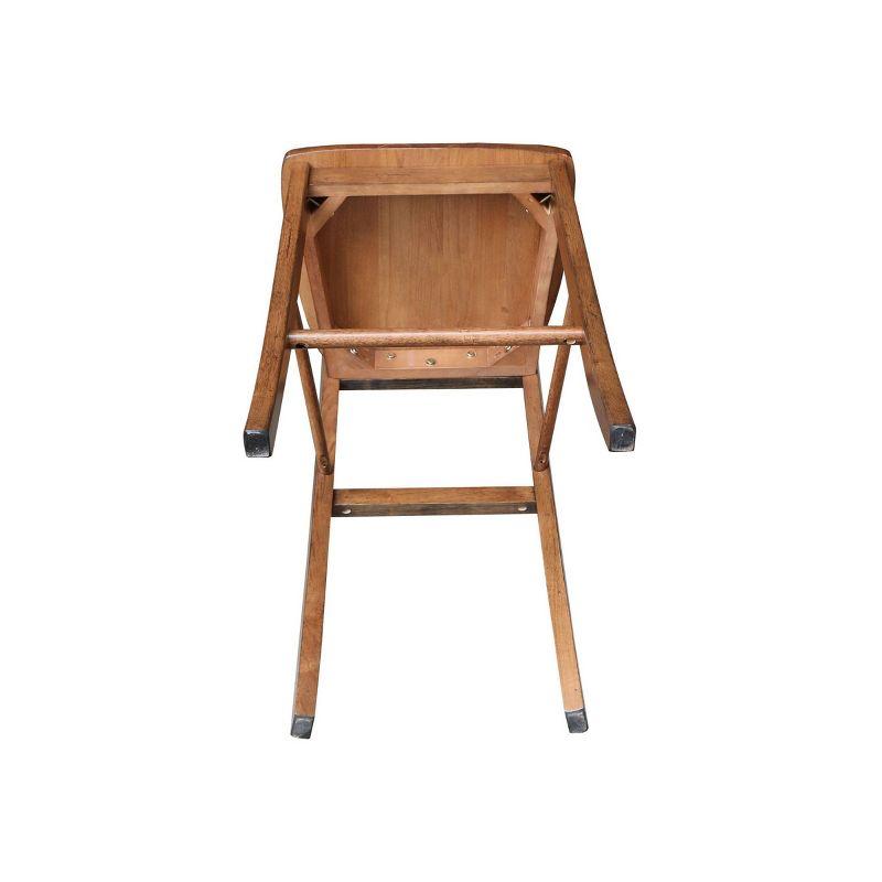 30" X Back Barstool Distressed Oak - International Concepts: Solid Wood, Square Seat, Armless