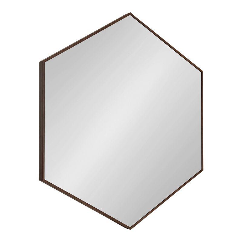30.75" x 34.75" Rhodes 6 Sided Hexagon Wall Mirror Walnut Brown - Kate and Laurel: Modern, No Assembly, Wall Mount