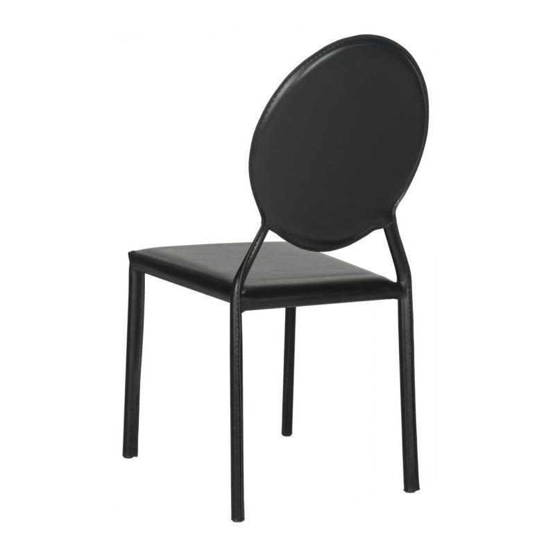 Warner Round Back Leather Side Chair (Set of 2) - FOX2018 - Black - Safavieh Couture