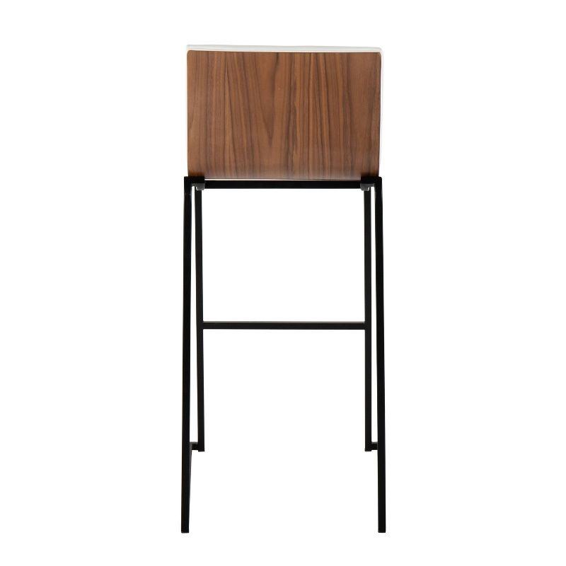 LumiSource 30" Mason Mara Fixed Height Barstools Black Walnut Wood/White PU Leather