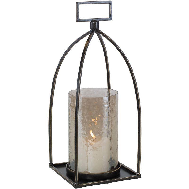 Riad Dark Bronze and Glass Tabletop Candle Lantern