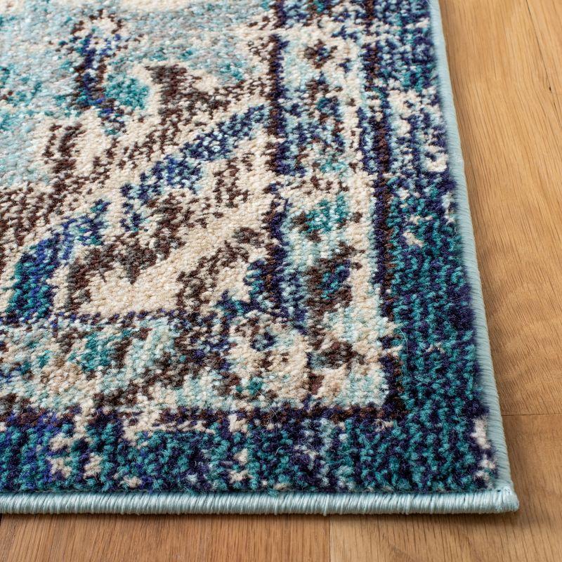 Light Blue Square Flat Woven Synthetic 54" Area Rug