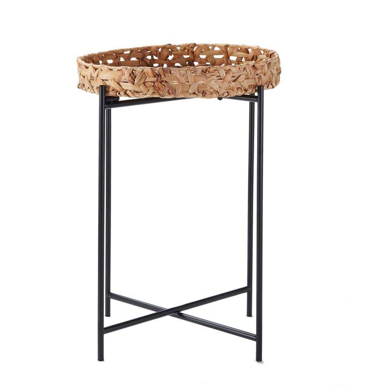 The Lakeside Collection Seagrass Side Table - Round Tray Couch Accent Table for Wicker Coastal Vibe