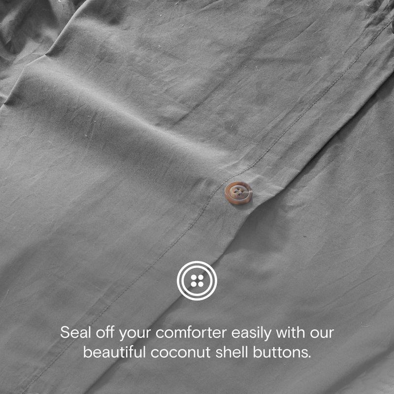 DOZ 100% GOTS Organic Percale Duvet Cover Set, Crisp Cool, Long Staple, Breathable, Durable, 8 Loops Dove King/Cal King