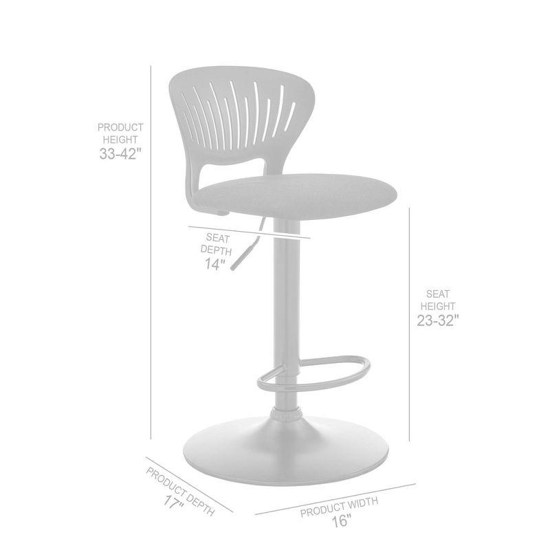 Padua Adjustable Barstool with Upholstery and Metal Finish Black - Armen Living: Swivel, Foam-Padded, 23-32" Height