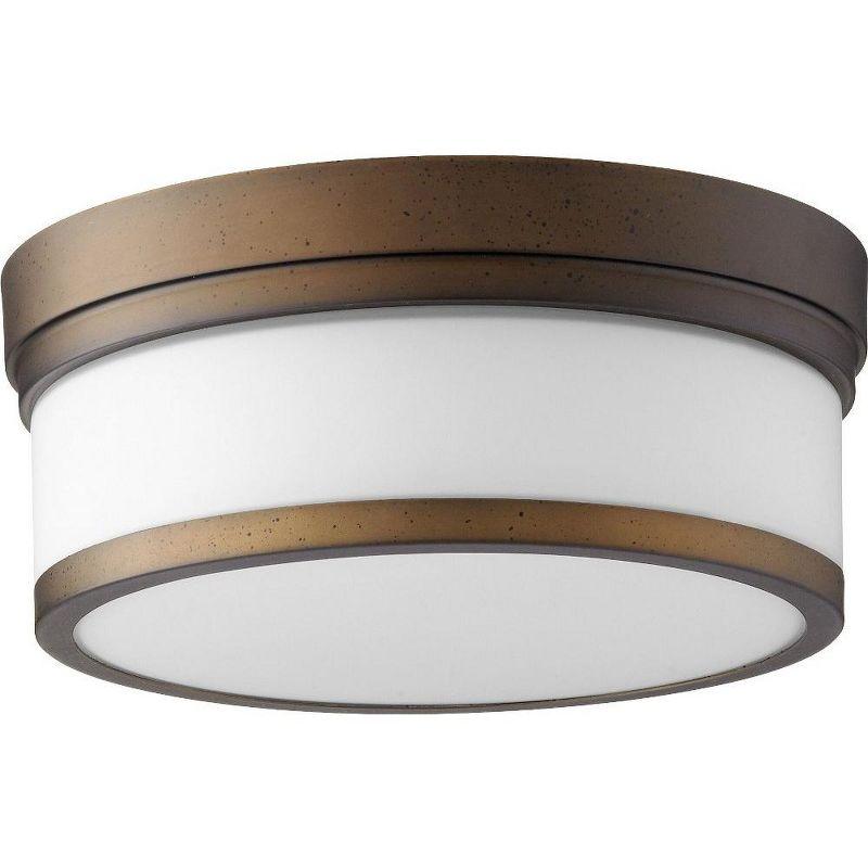 Quorum Lighting Celeste Glass Flush Mount - 2 Lights, Oiled Bronze, 12W x 5H