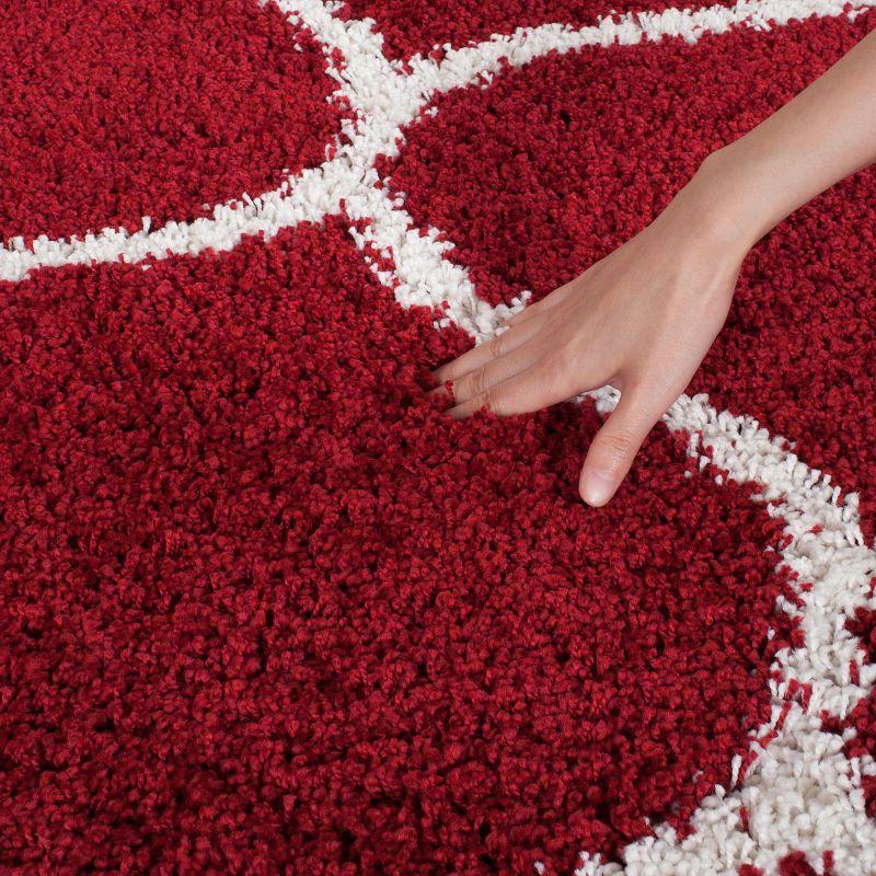 Hudson Shag SGH280 Power Loomed Indoor Area Rug - Red/Ivory - 7' Round - Safavieh
