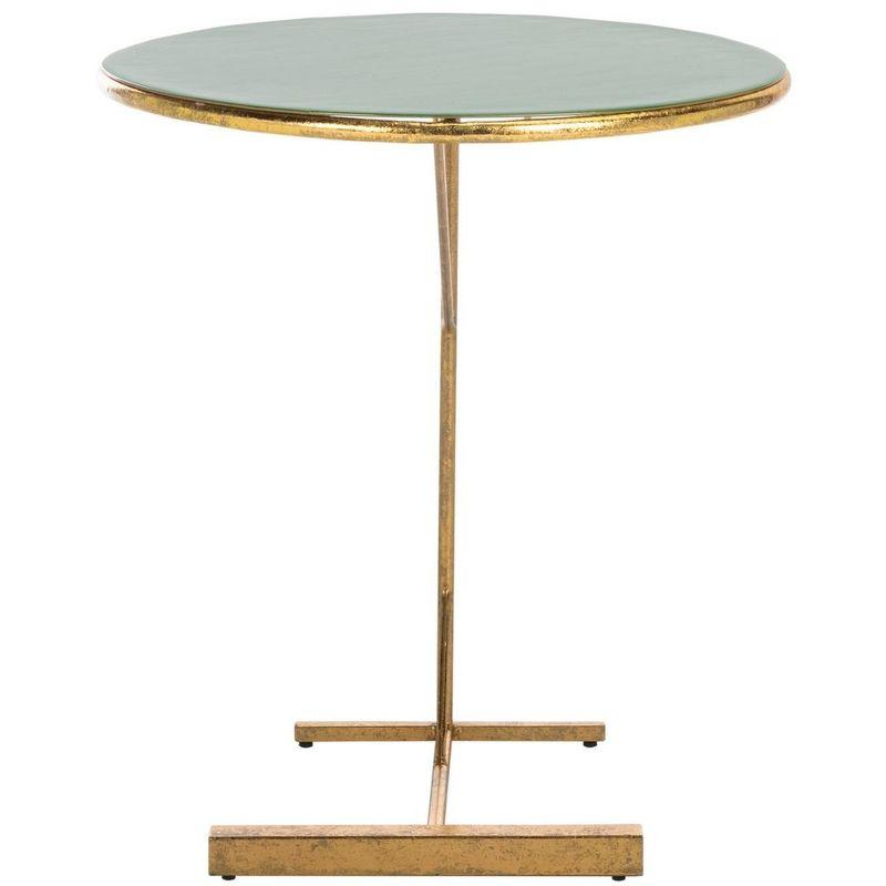 Hunter Green and Gold Metal Round C Table