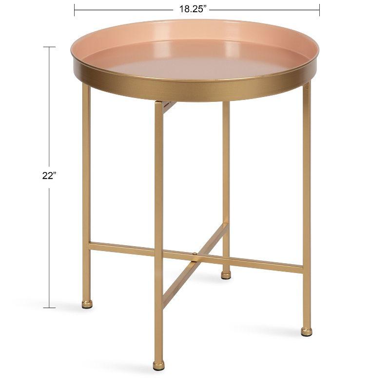 Kate and Laurel Celia Round Metal Side Table, 18.25x18.25x22, Pink and Gold
