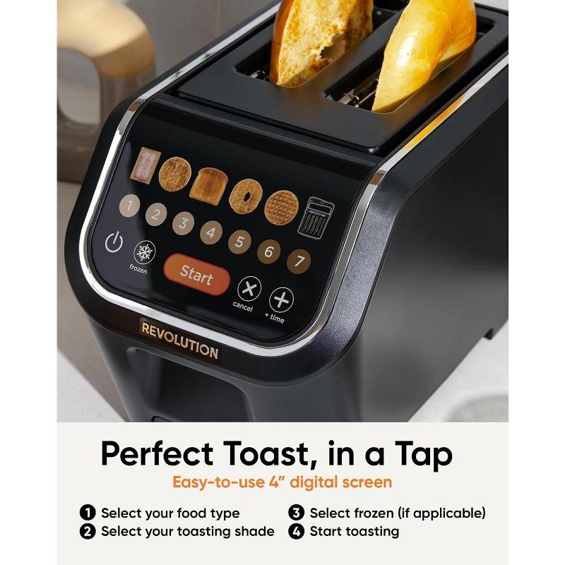 Matte Black Stainless Steel Digital 2-Slice Toaster with Crumb Tray