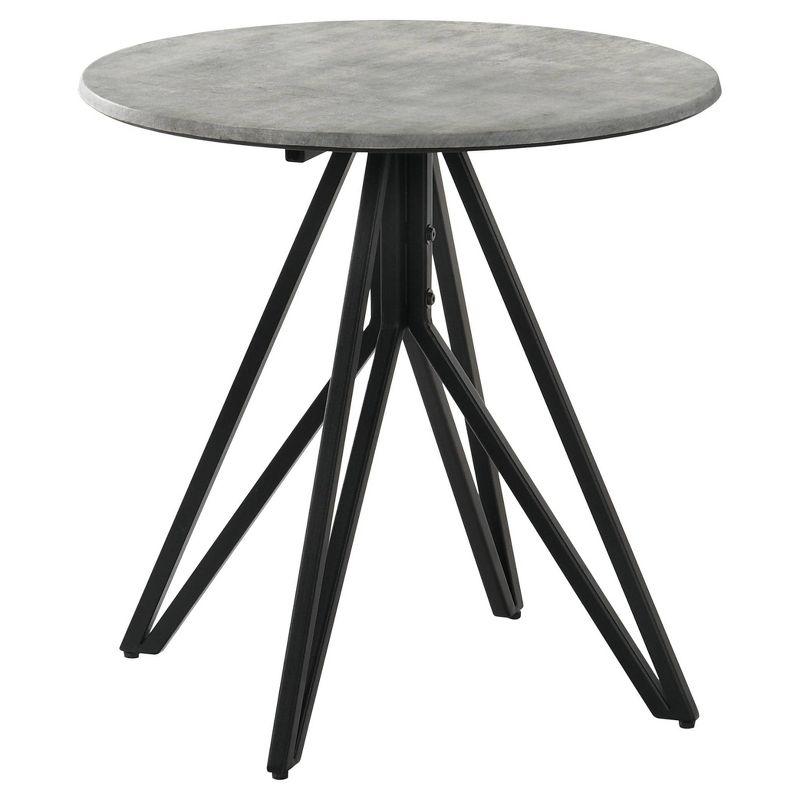 Hadi Round Black and Gray Wood Metal End Table