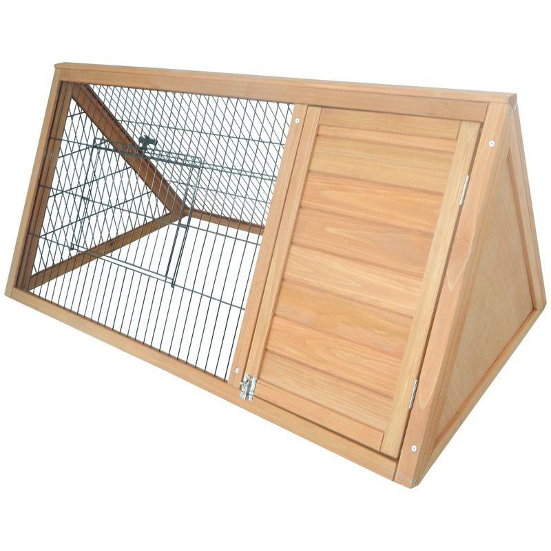 PawHut 46" x 24" Wooden A-Frame Outdoor Rabbit Cage Small Animal Hutch with Outside Run & Ventilating Wire