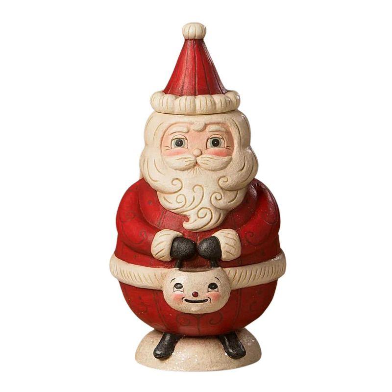 Johanna Parker 7.75 In St. Nick Jolly Jar Snowman Bucket Claus Santa Figurines