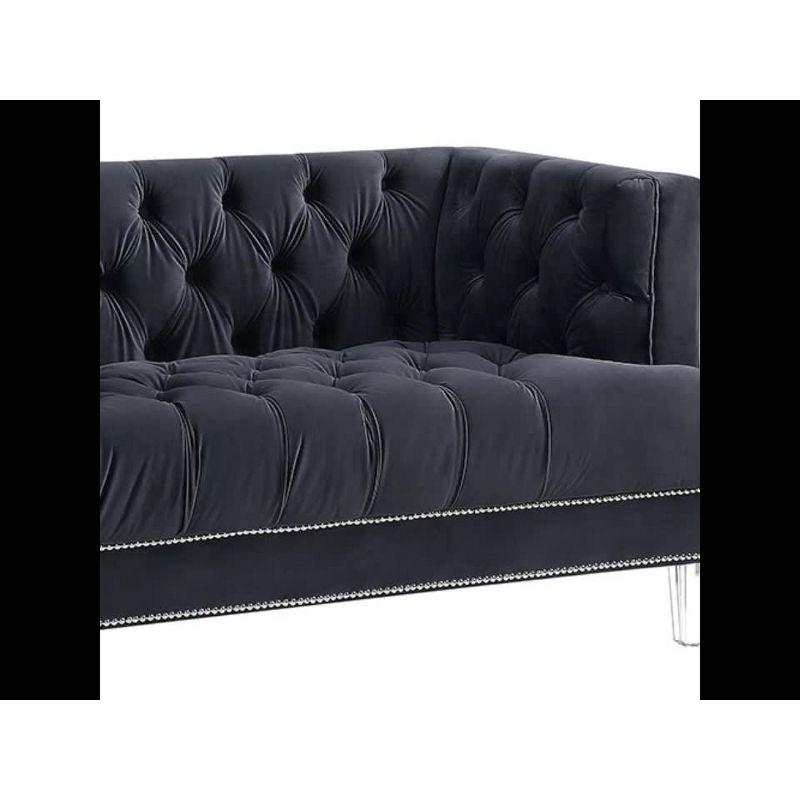 Ansario 64" Charcoal Velvet Tufted Sofa with Acrylic Legs