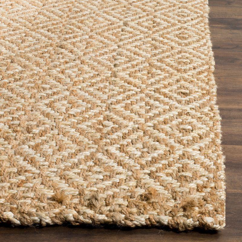 Ivory Geometric Handwoven Jute 6' Square Rug with Non-Slip Backing