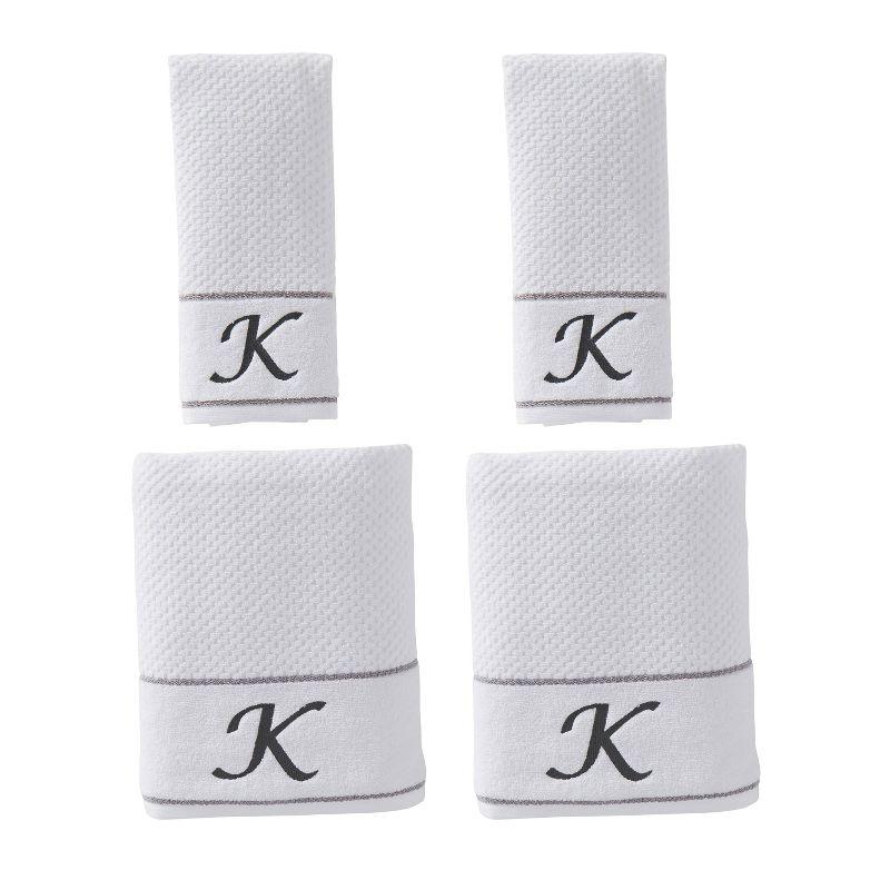 4pc Monogram Bath/Hand Towel Set White - SKL Home