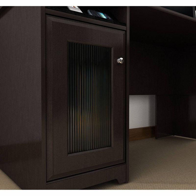 Cabot 60W L Shaped Computer Desk with Hutch Espresso Oak - Bush Furniture: Executive Workstation, Storage Hutch, File Drawer