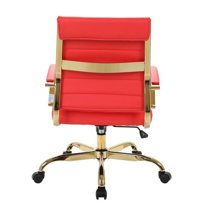Everly Quinn Naudain Leather Office Chair – Modern Executive Swivel Task Chair with Wheels, Adjustable Height & Padded Arms for Desk or Conference Room