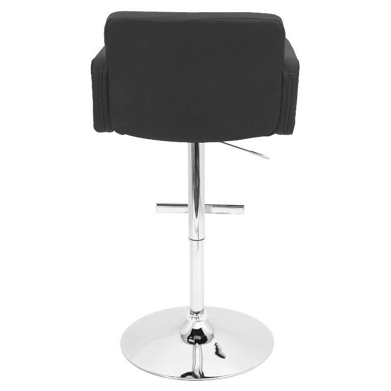 32" Stout Barstool Metal Black - LumiSource: Chrome Base, Adjustable, Swivel, Upholstered