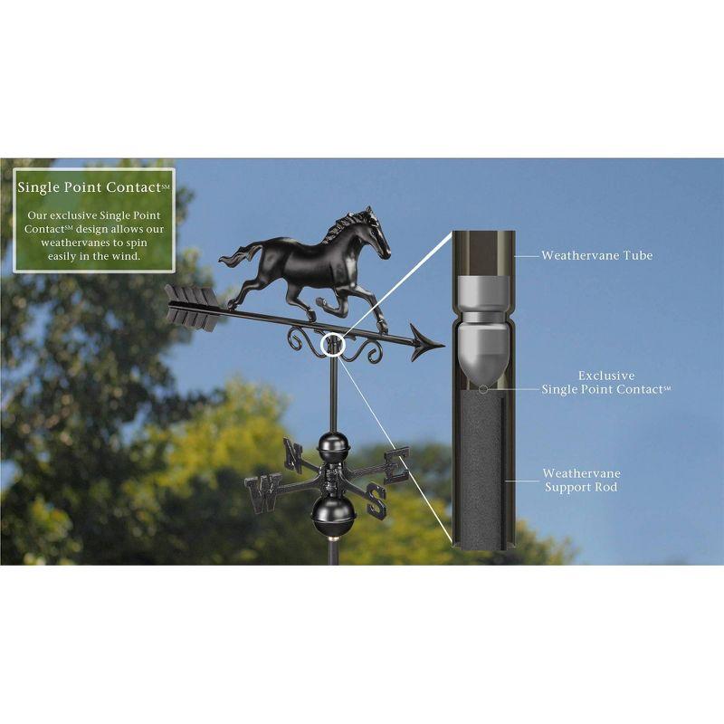 Black Aluminum Galloping Horse Rooftop Weathervane