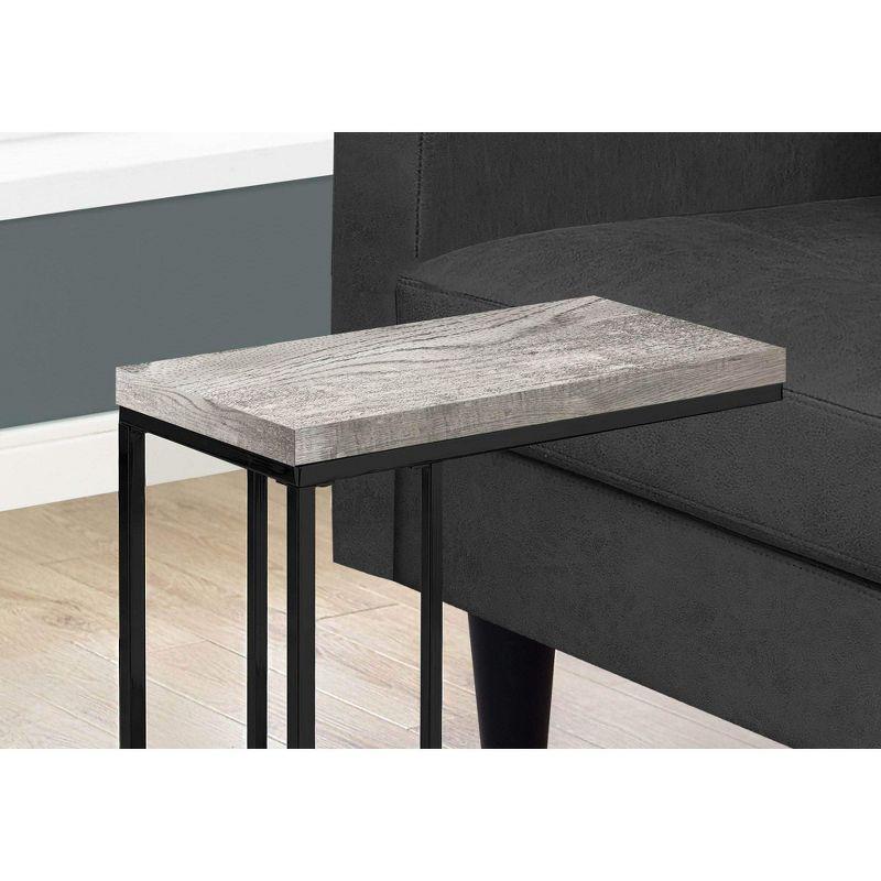 Monarch Specialties Accent Table, C-shaped, End, Side, Snack, Living Room, Bedroom, Grey Laminate, Black Metal, Contemporary, Modern
