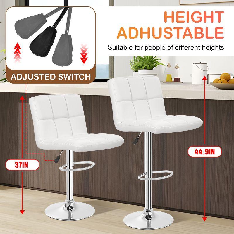 Bar Stools 1 Set Of 2, Counter Height Bar Stools, Square Cushion Bar Stools With Back, Footstool, Cafe, 2 Pieces