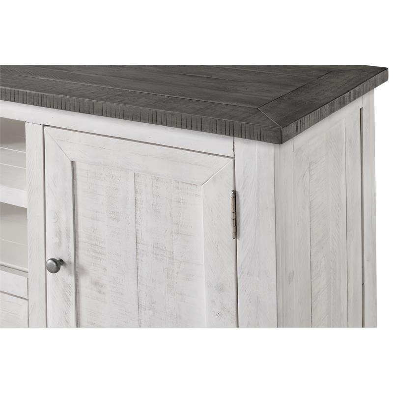 Monterey Solid Wood TV Stand in White with Gray Top - Martin Svensson Home