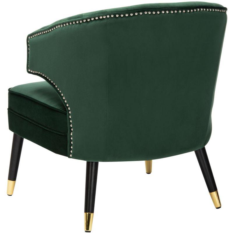 Stazia Wingback Accent Chair - Forest Green/Black - Safavieh