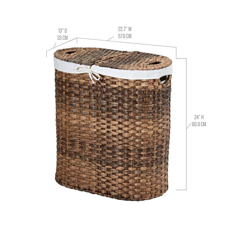 Handwoven Double Lidded Oval Hamper Sorter
