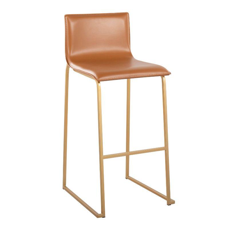 Set of 2 Mara Upholstered Barstools Camel/Gold - Lumisource: Faux Leather, Steel Base, Footrest