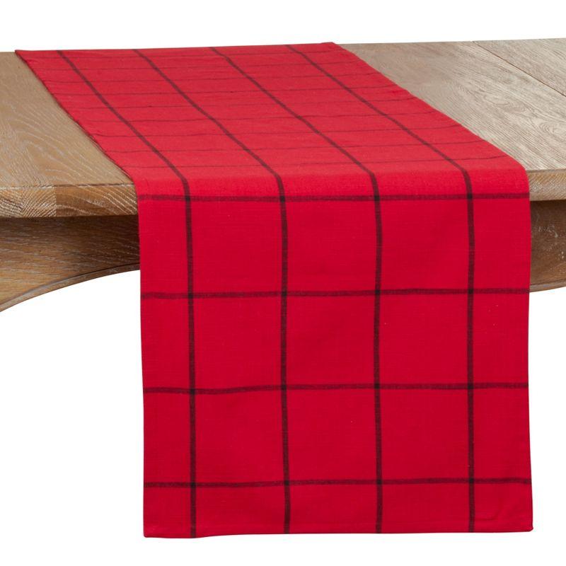 Saro Lifestyle Dining Table Runner With Large Plaid Design