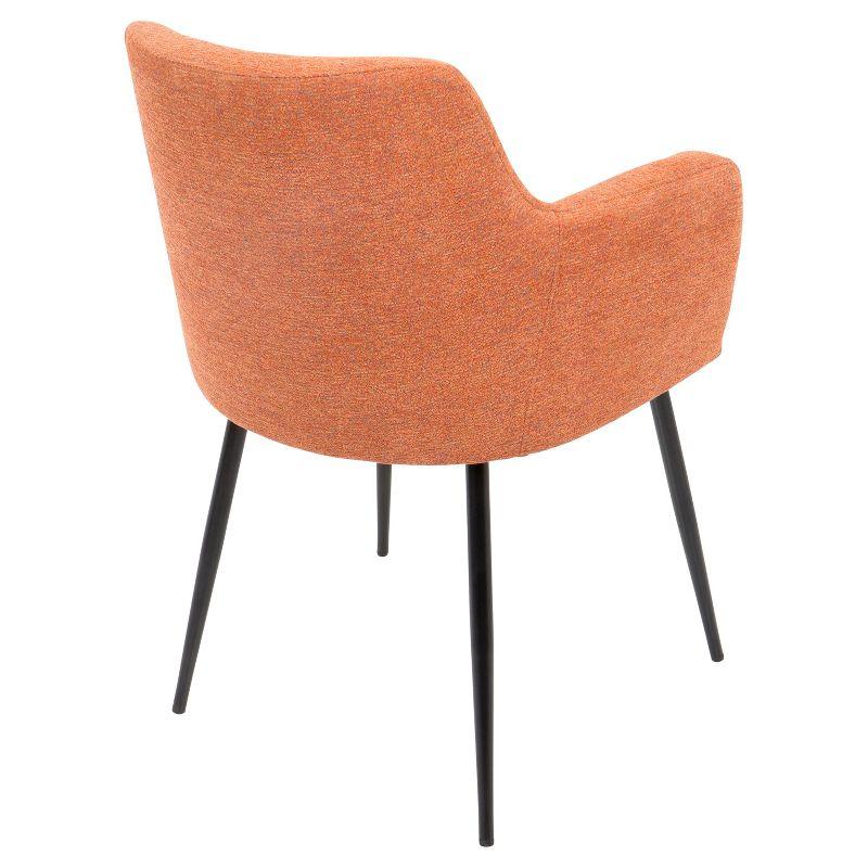 Set of 2 Andrew Contemporary Dining Accent Chairs Orange - Lumisource: Upholstered, Metal Legs, Padded Armrests